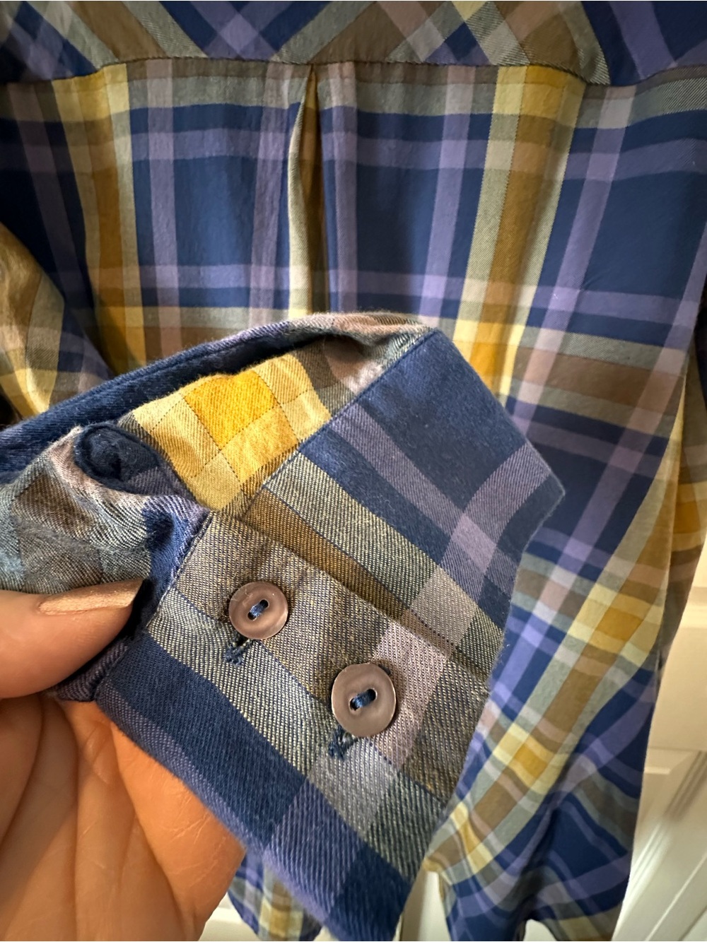 Women’s LOGO Lori Goldstein Blue Purpke & Yellow Plaid Button-Up Shirt Sz:3X GUC - Picture 6 of 13
